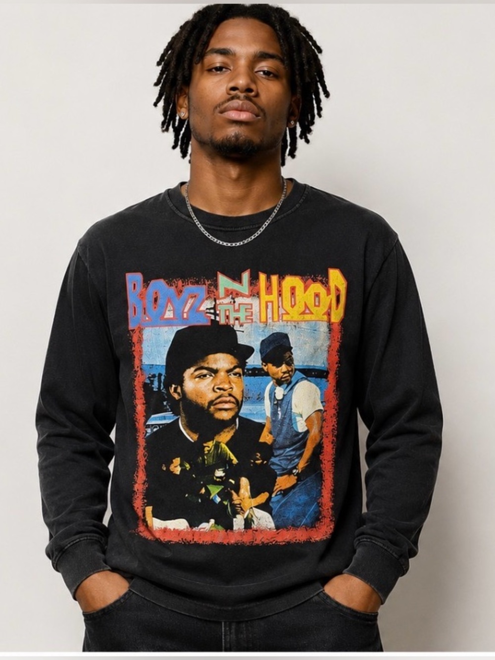 Black 'Boyz N the Hood' Graphic Crewneck Sweatshirt - Unbranded